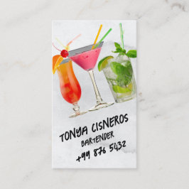 Tarjeta De Visita profesional de la barra de bebidas | Acuarela gris