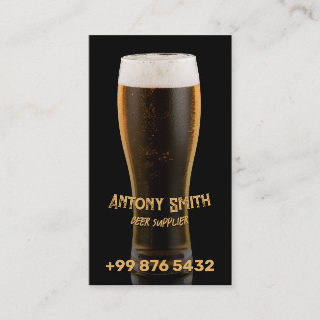 Tarjeta De Visita profesional de la barra de bebidas | Proveedor de  (Anverso)