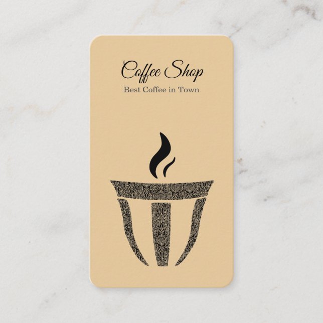 Tarjeta De Visita Profesional de la Cafetería Simple con Ornamentos (Anverso)