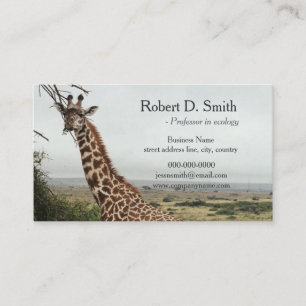 Tarjeta De Visita Profesional de la ciencia de la jirafa salvaje afr