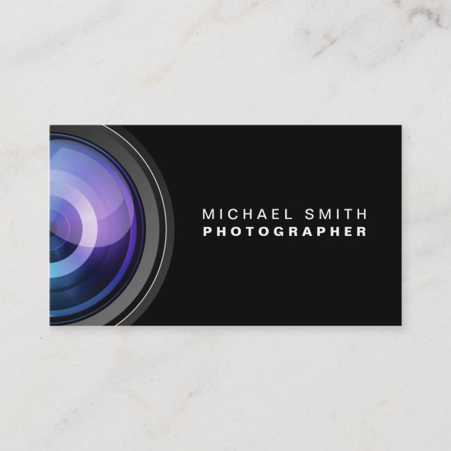 Tarjeta De Visita Profesional de la lente de cámara de la fotografía (Anverso)