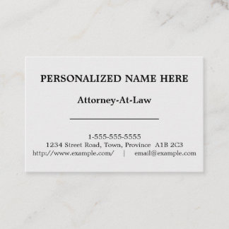Tarjeta de visita profesional de la ley del