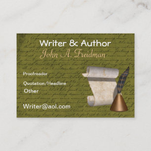 Tarjeta de visita profesional de los escritores