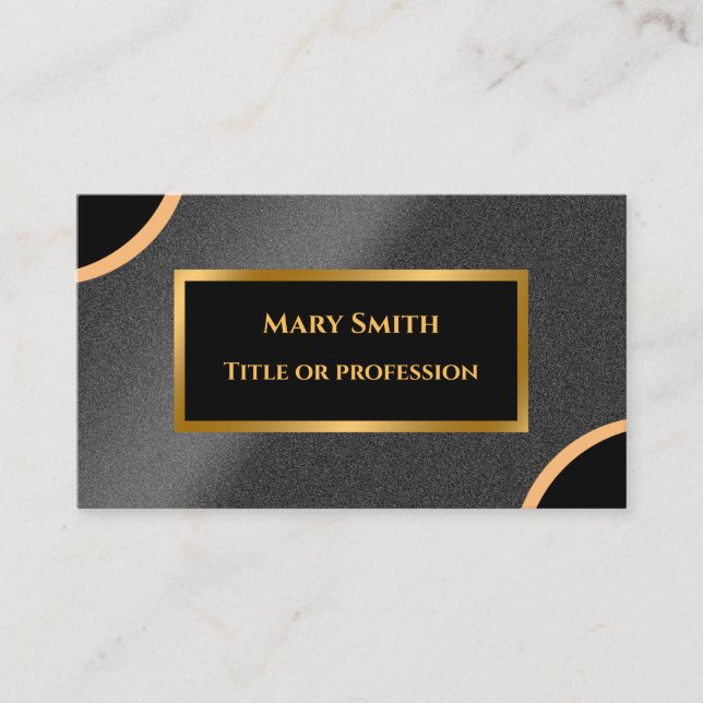 Tarjeta De Visita Profesional de lujo moderno de oro negro (Anverso)