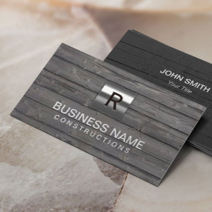 Tarjeta De Visita Profesional de madera del monograma metalizado de