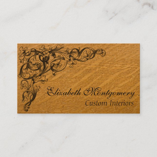 Tarjeta de visita profesional de madera embellecid (Anverso)
