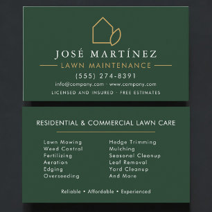 Tarjeta De Visita Profesional de mantenimiento de césped