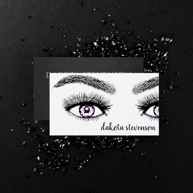 Tarjeta De Visita Profesional de maquillaje | Black Violet Purple Ey (Subido por el creador)