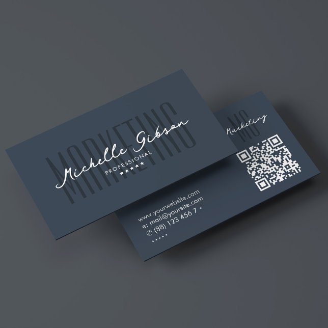 Tarjeta De Visita Profesional de Marketing Elegante Carbón Azul (Marketing Professional Elegant Charcoal Blue Business Card
)