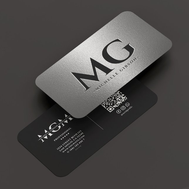 Tarjeta De Visita Profesional de marketing elegante Plata Negro Mode (Marketing Professional Elegant Silver Black Modern Business Card
)