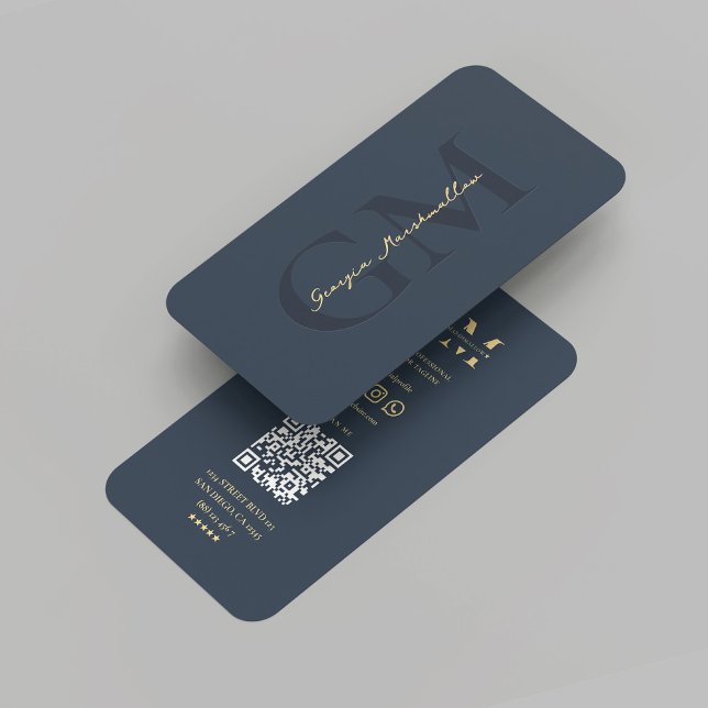Tarjeta De Visita Profesional de marketing moderno Monograma Azul os (Modern Marketing Professional Monogram Dark Blue Business Card
)