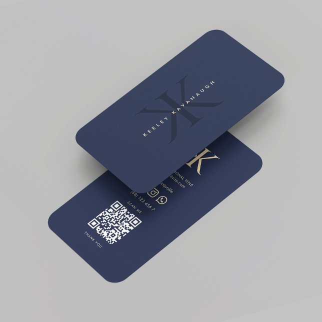 Tarjeta De Visita Profesional de marketing moderno Monograma K Azul (Modern Marketing Professional Monogram K Blue Business Card
)