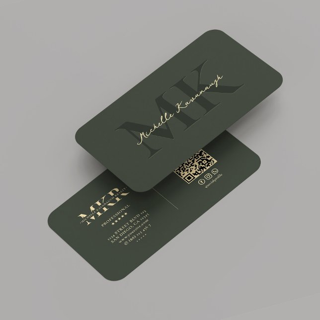 Tarjeta De Visita Profesional de marketing monograma Verde oscuro mo (Monogram Marketing Professional Modern Dark Green Business Card
)
