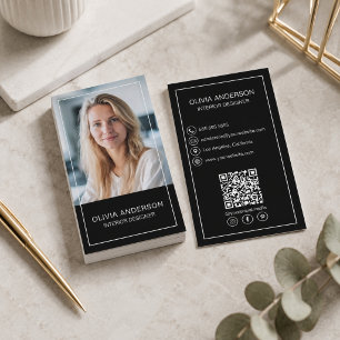 Tarjeta De Visita Profesional de Medios Sociales Código QR Foto Mode
