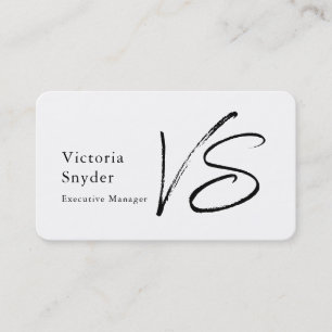 Tarjeta De Visita Profesional de monograma en blanco y negro con est