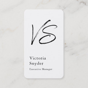 Tarjeta De Visita Profesional de monograma en blanco y negro con est