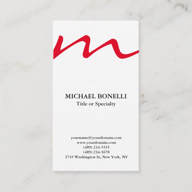 Tarjeta De Visita Profesional de monograma rojo moderno y moderno de (Anverso)
