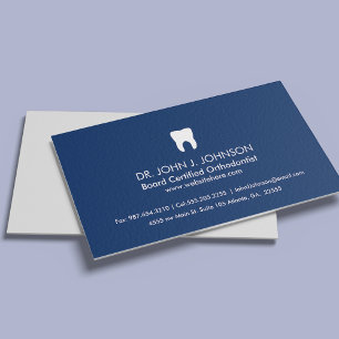 Tarjeta De Visita Profesional de Odontología Azul Marino Sólido