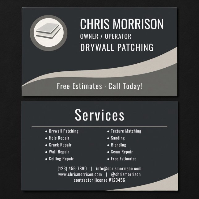 Tarjeta De Visita Profesional de parches de drywall (Subido por el creador)