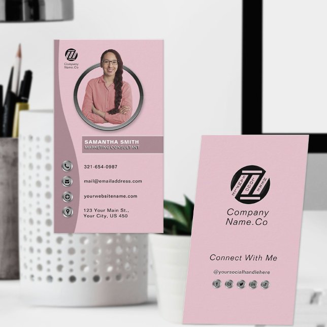 Tarjeta De Visita Profesional de perfil fotográfico moderno del empl (Professional Business Card w/ Cool Display Profile or Portrait Frame for Job Seeker / Employee. )