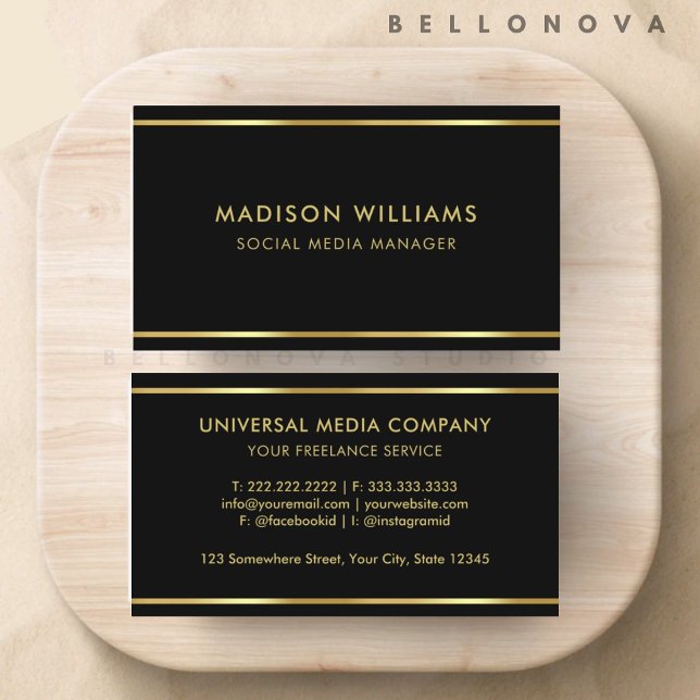 Tarjeta De Visita Profesional de personalizado negro y Gold Premium (Custom Black and Gold Premium Professional Business Card)