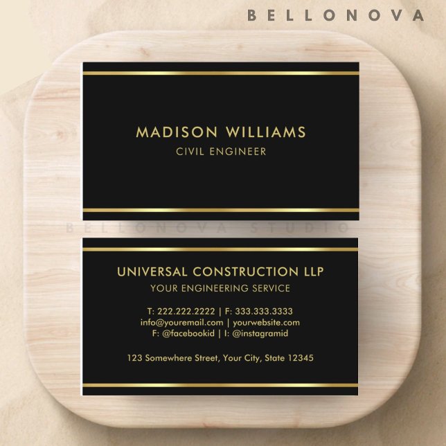 Tarjeta De Visita Profesional de personalizado negro y Gold Premium (Custom Black and Gold Premium Professional Business Card)