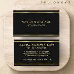 Tarjeta De Visita Profesional de personalizado negro y Gold Premium<br><div class="desc">Tarjeta de personalizado Black and Gold Finance Professional Business Card Eleva tu marca financiera con nuestra Personalizado Black and Gold Finance Professional Business Card. Ideal para asesores financieros, contables, banqueros y profesionales de la inversión, esta tarjeta financiera combina un elegante fondo negro con lujosos acentos dorados, que simbolizan riqueza, éxito...</div>