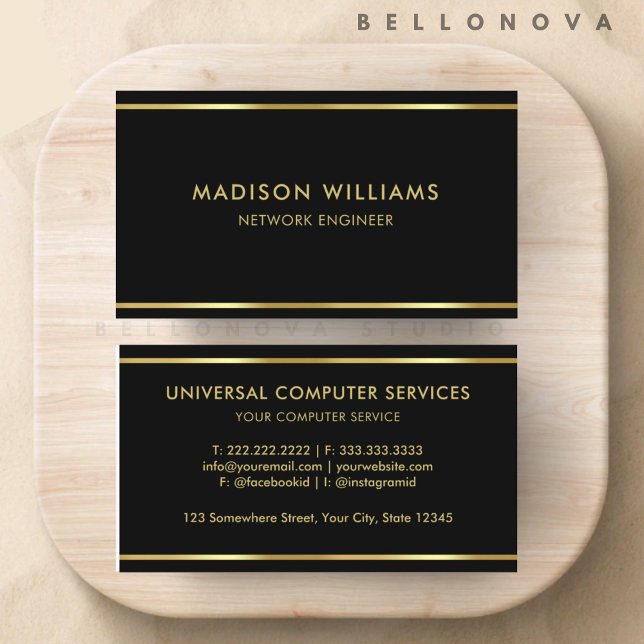 Tarjeta De Visita Profesional de personalizado negro y Gold Premium (Custom Black and Gold Premium Professional Business Card)