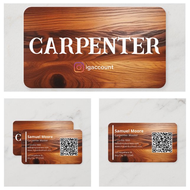 Tarjeta De Visita Profesional de plantillas de carpintero (Carpenter Templates Professional Business Card
)
