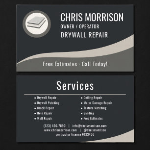 Tarjeta De Visita Profesional de reparación de drywall