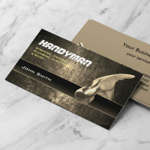 Tarjeta De Visita Profesional de reparación de Handyman Gold Hammer