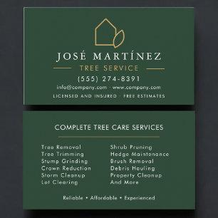 Tarjeta De Visita Profesional de Servicio de Cuidado de Árboles