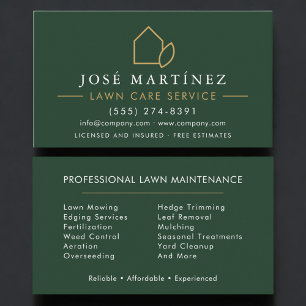 Tarjeta De Visita Profesional de servicio de cuidado de césped