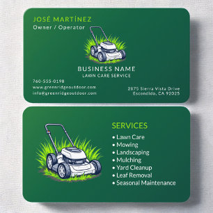 Tarjeta De Visita Profesional de servicio y mantenimiento de césped