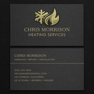 Tarjeta De Visita Profesional de Servicios de Calefacción HVAC