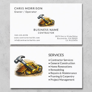 Tarjeta De Visita Profesional de Servicios de Contratista