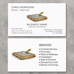 Tarjeta De Visita Profesional de Servicios de Hormigón