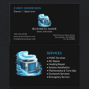 Tarjeta De Visita Profesional de servicios de HVAC negro