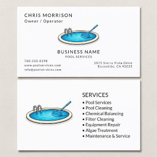 Tarjeta De Visita Profesional de Servicios de Piscinas