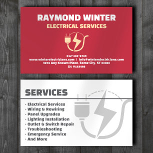 Tarjeta de visita profesional de servicios eléctri