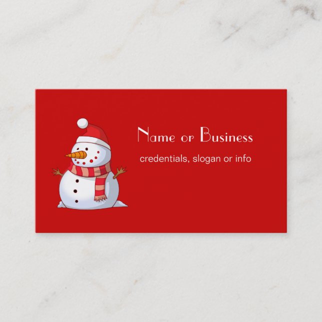 Tarjeta De Visita Profesional de Snowman, Navidades Cuitos (Anverso)