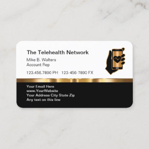 Tarjeta De Visita Profesional de telehealth médico elegante