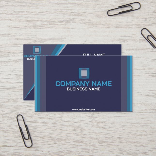 Tarjeta de visita profesional; Deep Blue Modern (Anverso/Reverso In Situ)