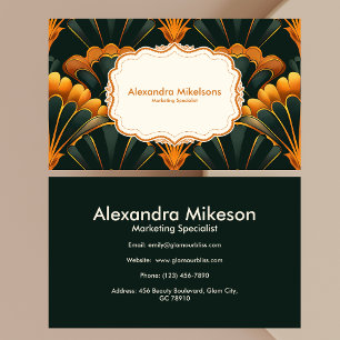 Tarjeta De Visita Profesional del Art Deco del Green Gold