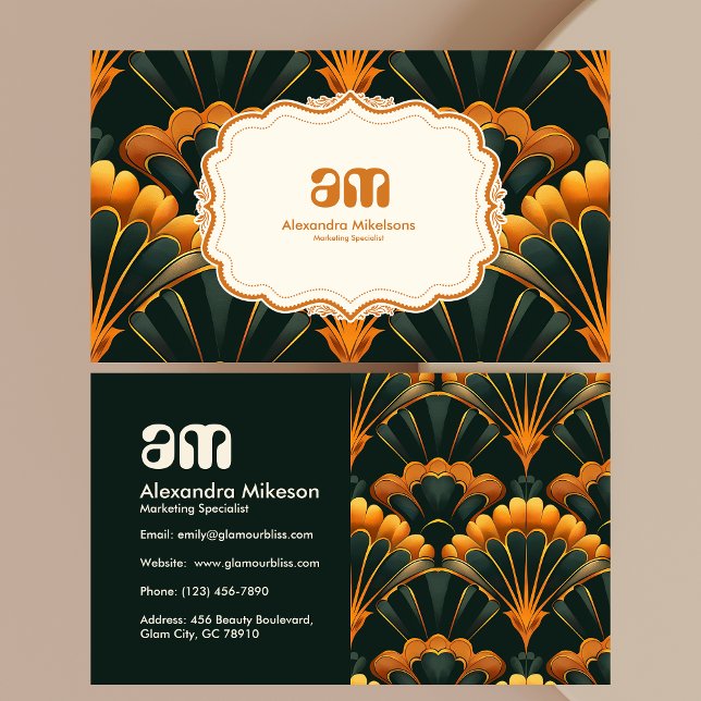 Tarjeta De Visita Profesional del Art Deco del Green Gold (Subido por el creador)