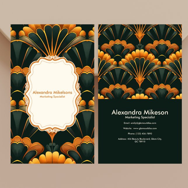 Tarjeta De Visita Profesional del Art Deco del Green Gold (Subido por el creador)