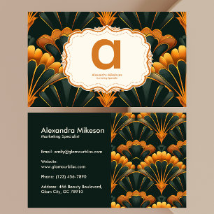 Tarjeta De Visita Profesional del Art Deco del Green Gold