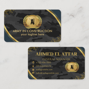 Tarjeta De Visita Profesional del camuflaje Blue Gold