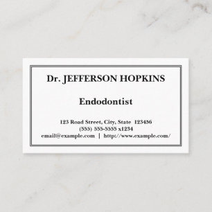 Tarjeta de visita profesional del Endodontist