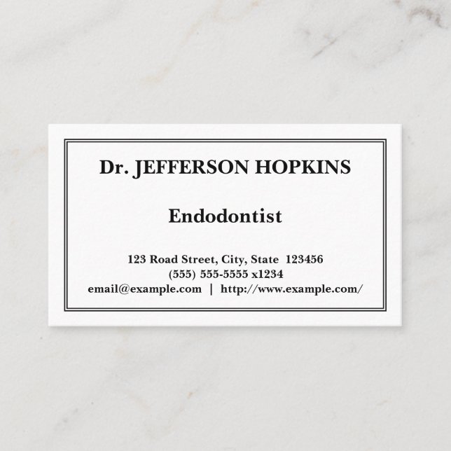 Tarjeta de visita profesional del Endodontist (Anverso)